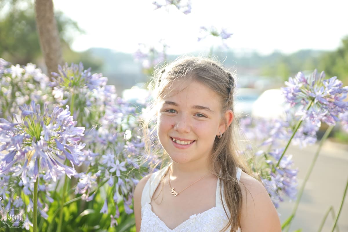 Bat mitzvah portrait outdoors